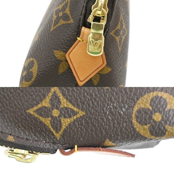 LOUIS VUITTON Pochette Cosmetic Pouch Monogram Leather Brown BN - Picture 12 of 14